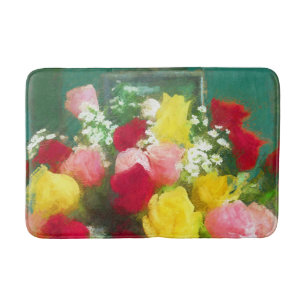 Rose Bouquet Painting - Cute Original Flower Art Bath Mat