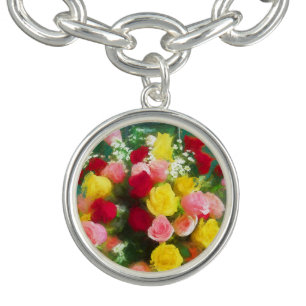 Rose Bouquet Painting - Cute Original Flower Art Bracelet