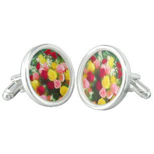 Rose Bouquet Painting - Cute Original Flower Art Cufflinks