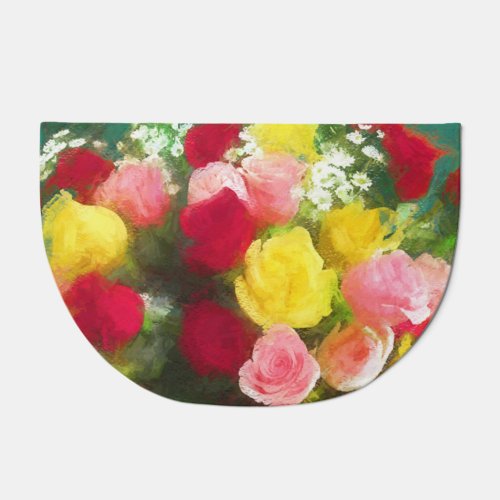 Rose Bouquet Painting _ Cute Original Flower Art Doormat