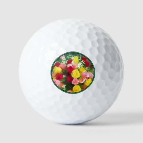 Rose Bouquet Painting _ Cute Original Flower Art Golf Balls