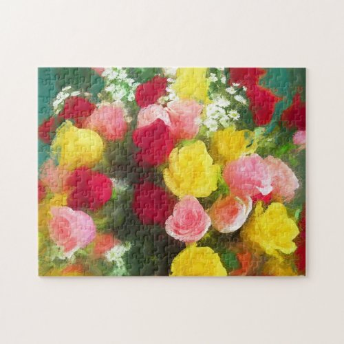 Rose Bouquet Painting _ Cute Original Flower Art Jigsaw Puzzle