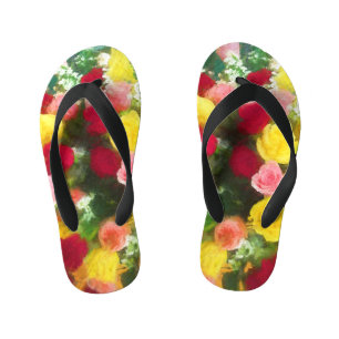Rose Bouquet Painting - Cute Original Flower Art Kid's Flip Flops