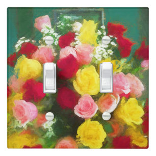 Rose Bouquet Painting - Cute Original Flower Art Light Switch Cover