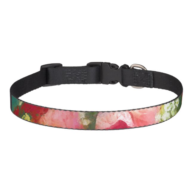 Rose Bouquet Painting - Cute Original Flower Art Pet Collar (Front)