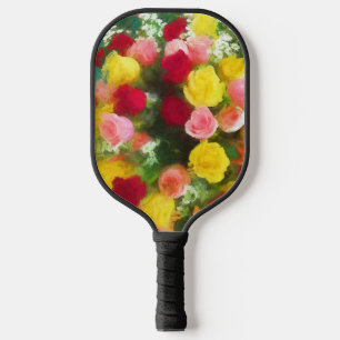Rose Bouquet Painting - Cute Original Flower Art Pickleball Paddle