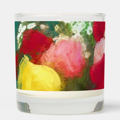 Rose Bouquet Painting _ Cute Original Flower Art Scented Candle