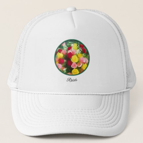 Rose Bouquet Painting _ Cute Original Flower Art Trucker Hat