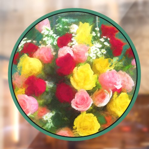Rose Bouquet Painting _ Cute Original Flower Art Window Cling