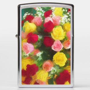 Rose Bouquet Painting - Cute Original Flower Art Zippo Lighter