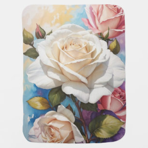 Rose Bouquet Painting Design Baby Blanket