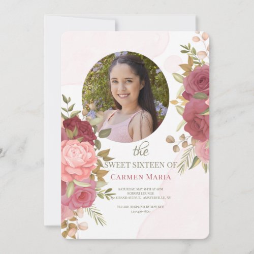 Rose Bouquet Photo Invitation