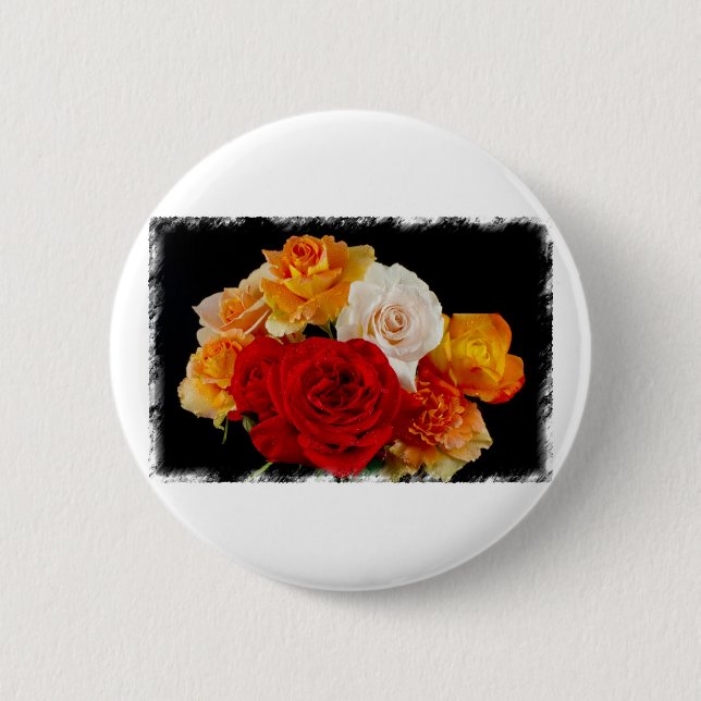 Rose Bouquet Pinback Button (Front)