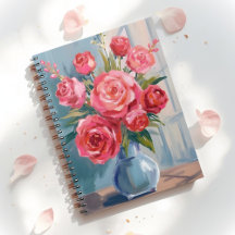 Rose Bouquet | Red Flower Vase Watercolor Floral