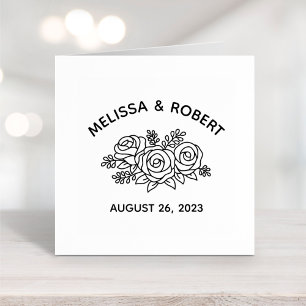 Rose Bouquet Save the Date Wedding Rubber Stamp