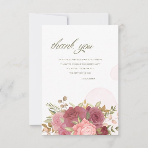 Rose Bouquet Thank You Card