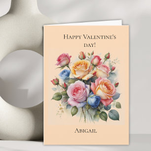 Rose bouquet Valentine's day card for her 