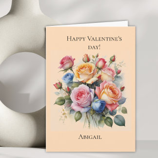 Rose bouquet Valentine's day card for her 