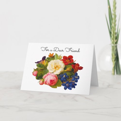 Rose Bouquet Victorian Floral For a Dear Friend Thank You Card