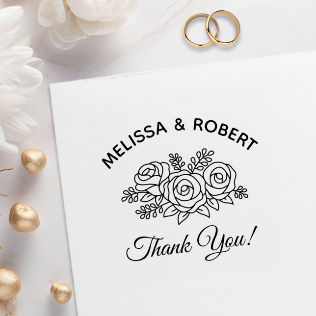 Rose Bouquet Wedding Thank You Rubber Stamp (Creator Uploaded)