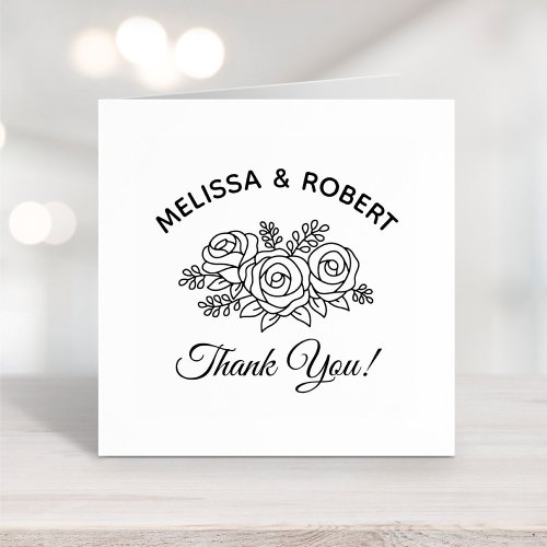 Rose Bouquet Wedding Thank You Rubber Stamp