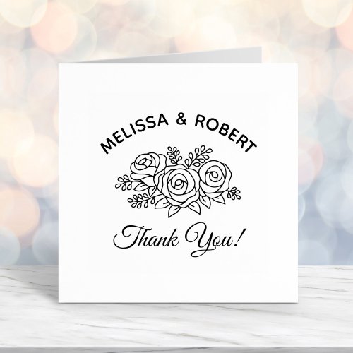 Rose Bouquet Wedding Thank You Self_inking Stamp