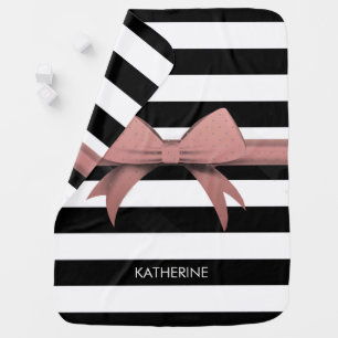 Rose Bow and Stripes Baby Blanket