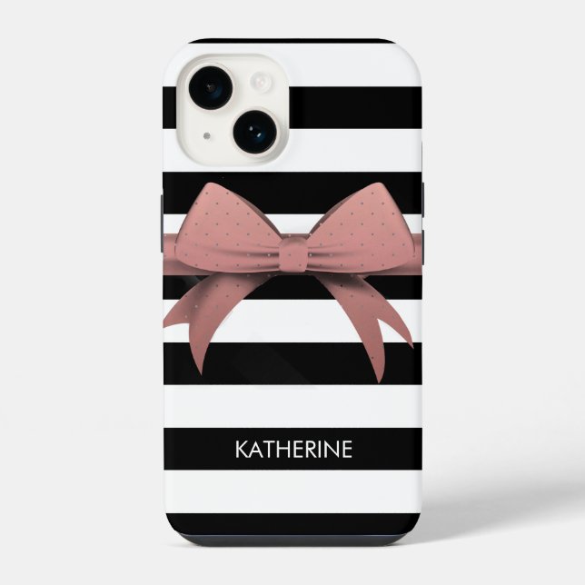 Rose Bow and Stripes Iphone Case (Back)