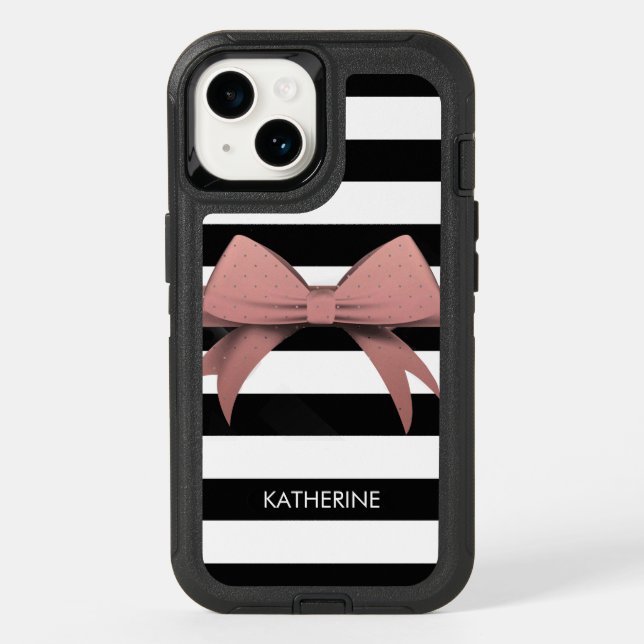 Rose Bow and Stripes Otterbox iPhone Case (Back)