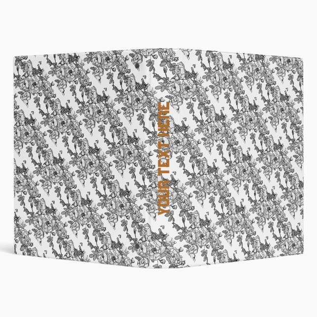 Rose Branch Gray Scale 3 Ring Binder (Background)