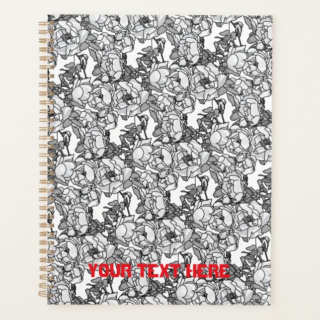 Rose Branch Gray Scale Personalized Planner (Front)