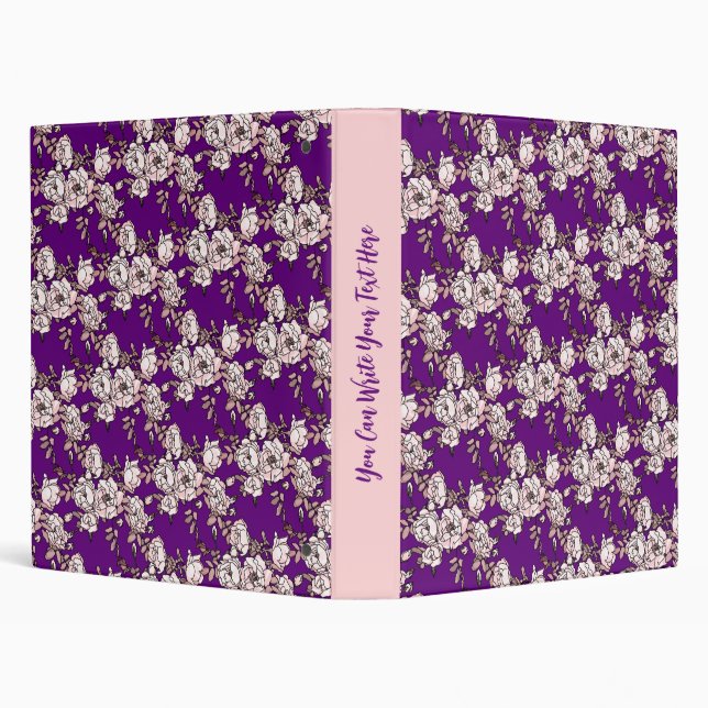 Rose Branch Pink Purple 3 Ring Binder (Background)