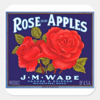 Rose Brand Apples Square Sticker by SunshineDazzle at Zazzle