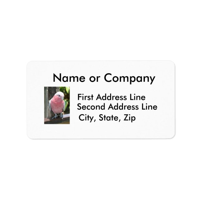 Rose Breasted Cockatoo photograph design Label (Front)