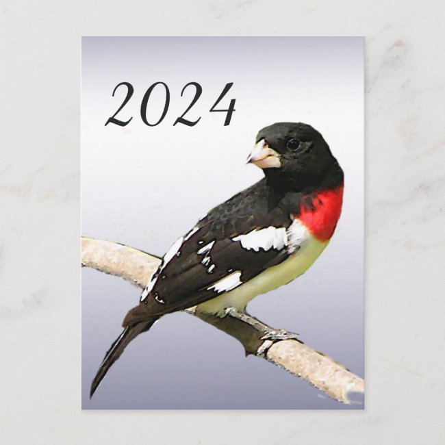 Rose-breasted Grosbeak 2024 Back Calendar Postcard