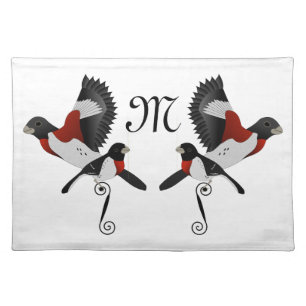Rose Breasted Grosbeak Cardinal Bird Cloth Placemat