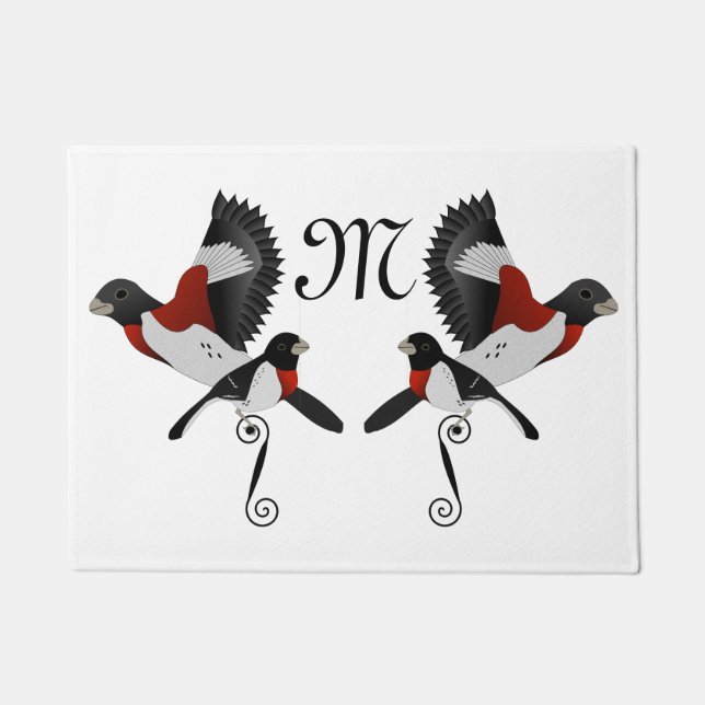Rose Breasted Grosbeak Cardinal Bird Doormat (Front)