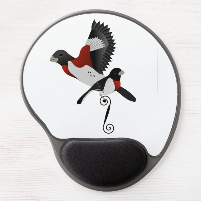 Rose Breasted Grosbeak Cardinal Bird Gel Mouse Pad (Front)