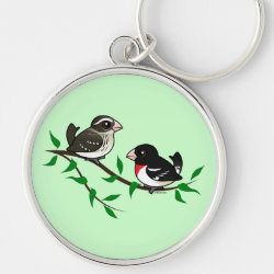 Rose-breasted Grosbeak Couple Premium Round Keychain
