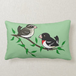 Rose-breasted Grosbeak Couple Throw Pillow Lumbar 13
