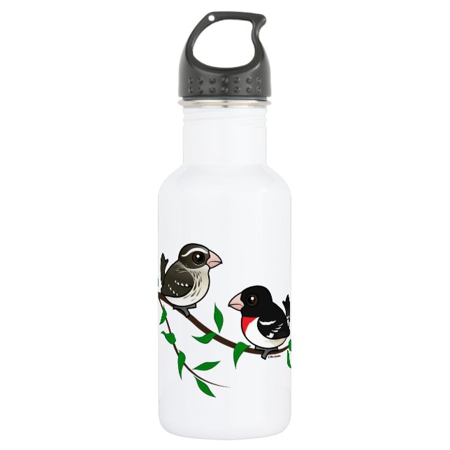 Rose-breasted Grosbeak Couple Water Bottle (Front)