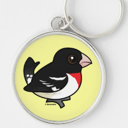 Birdorable Rose-breasted Grosbeak Premium Round Keychain