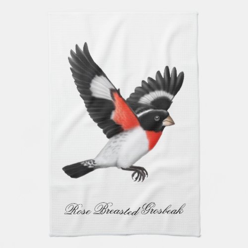 Rose Breasted Grosbeak Wild Bird Kitchen Towel