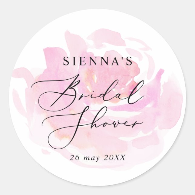 Rose Bridal Shower Blush Pink Favor Classic Round Sticker (Front)