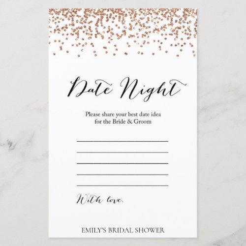Rose Bridal Shower Game _ Date Night Card Printed