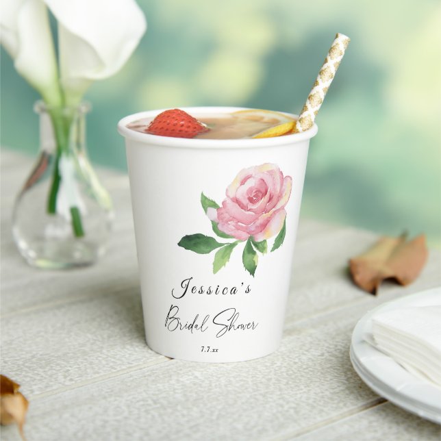 Rose Bridal Shower Paper Cups (Insitu)