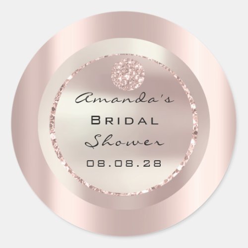 Rose Bridal Shower Sweet 16th Glitter Rose Gold Classic Round Sticker