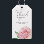 Rose - bridal shower thank you gift tags<br><div class="desc">Watercolor Rose Flower theme bridal shower card featuring watercolor illustration of rose with leaves. Elegant calligraphic handwriting,  which is perfect for spring,  summer or autumn weddings. Matching items available.</div>