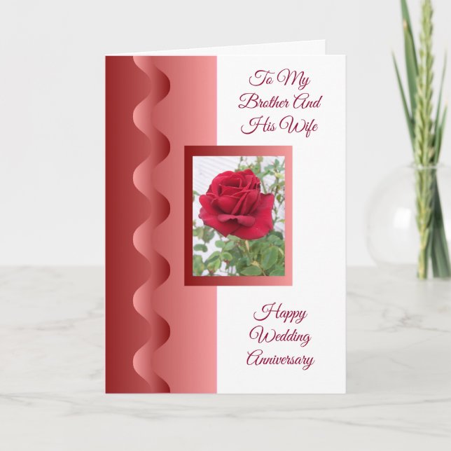 Rose Brother And Wife Personalised Anniversary Card (Front)