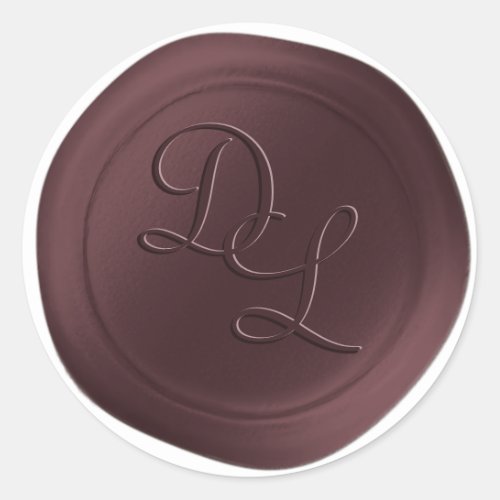 Rose Brown 2 Letter Monogram Wax Seal Stickers